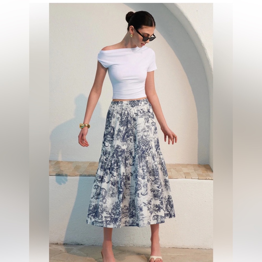 Commense Floral Print Ruffled Skirt - Picture 2 of 5
